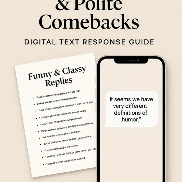 100 Sassy & Polite Comebacks – Digital Download for Texts, DMs & Dealing with Toxic People