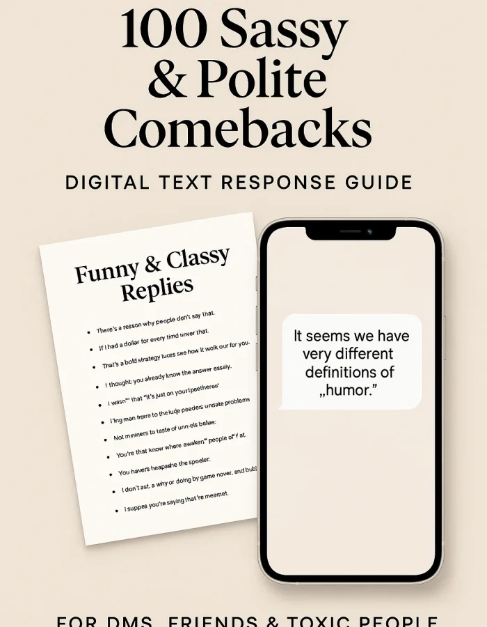 100 Sassy & Polite Comebacks – Digital Download for Texts, DMs & Dealing with Toxic People